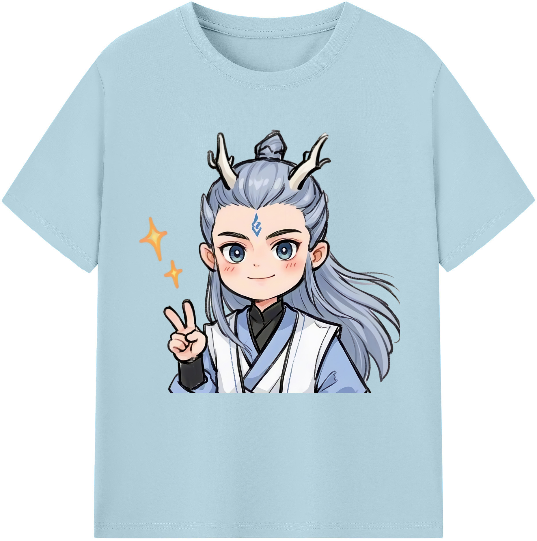 （画像用） Ne Zha 2 ナタ 魔童の大暴れ 綿100％半袖Tシャツ（フロントプリント）